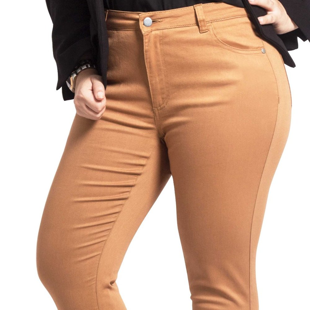 OLGYN Women’s Stretch Ankle Plus Size Camel Pant - Picture 4 of 5